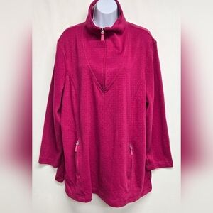 Avenue 22/24 Sweater Partial Zipper Front High Neck Long Sleeve Ribbed Knit